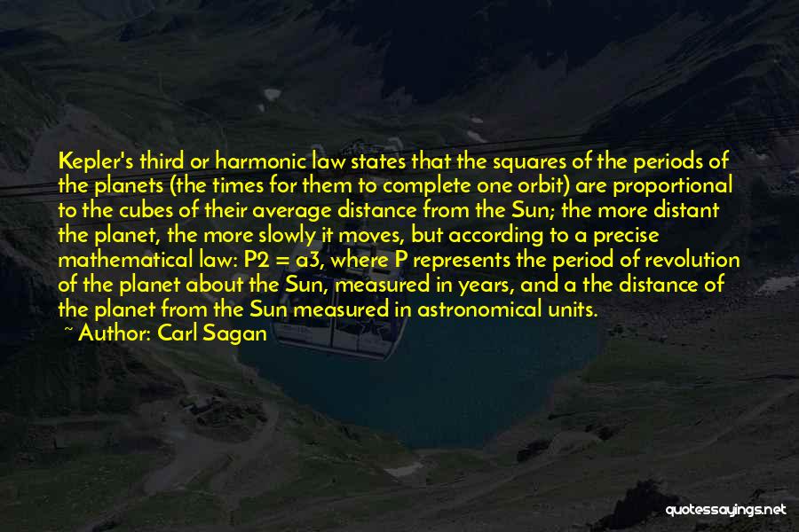 Carl Sagan Quotes: Kepler's Third Or Harmonic Law States That The Squares Of The Periods Of The Planets (the Times For Them To