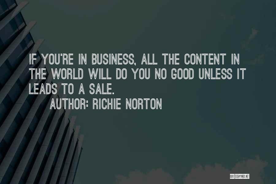 Richie Norton Quotes: If You're In Business, All The Content In The World Will Do You No Good Unless It Leads To A