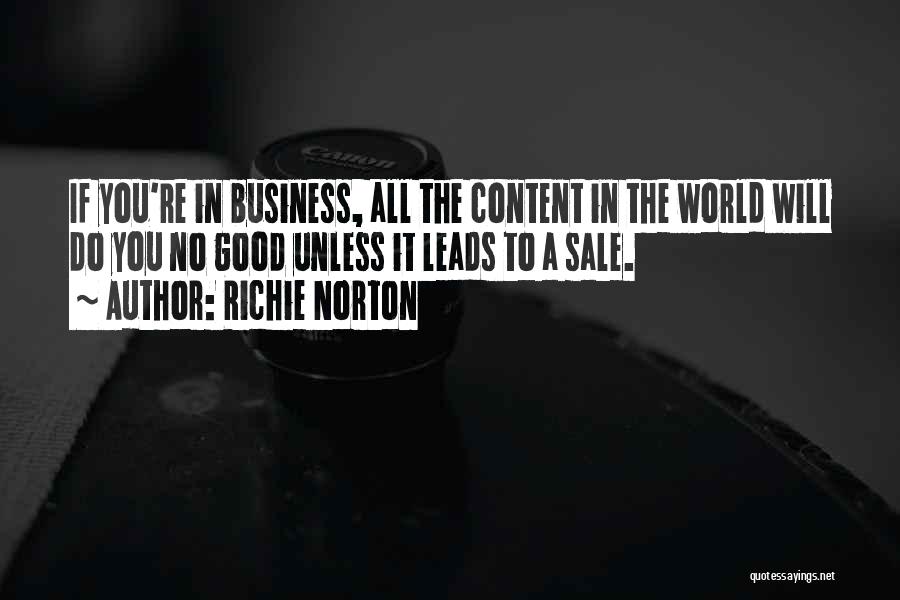 Richie Norton Quotes: If You're In Business, All The Content In The World Will Do You No Good Unless It Leads To A