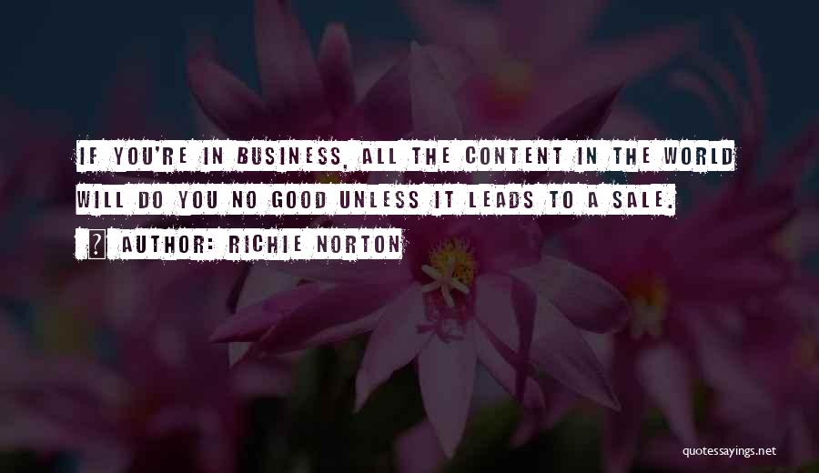 Richie Norton Quotes: If You're In Business, All The Content In The World Will Do You No Good Unless It Leads To A