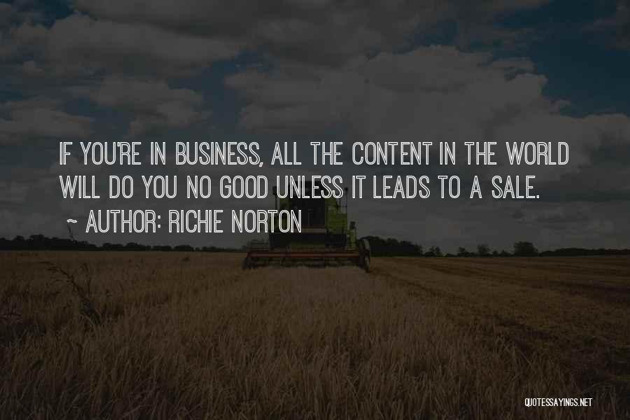 Richie Norton Quotes: If You're In Business, All The Content In The World Will Do You No Good Unless It Leads To A