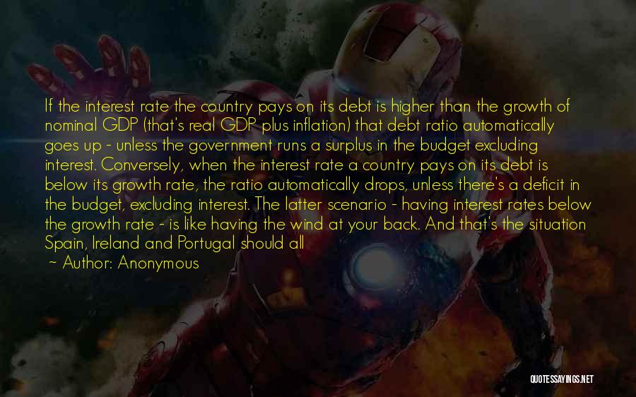 Anonymous Quotes: If The Interest Rate The Country Pays On Its Debt Is Higher Than The Growth Of Nominal Gdp (that's Real