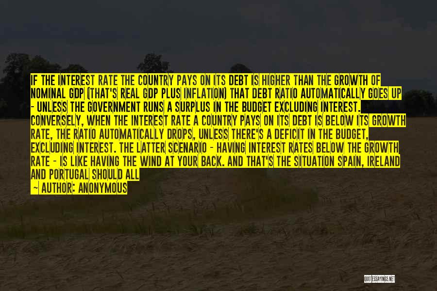 Anonymous Quotes: If The Interest Rate The Country Pays On Its Debt Is Higher Than The Growth Of Nominal Gdp (that's Real