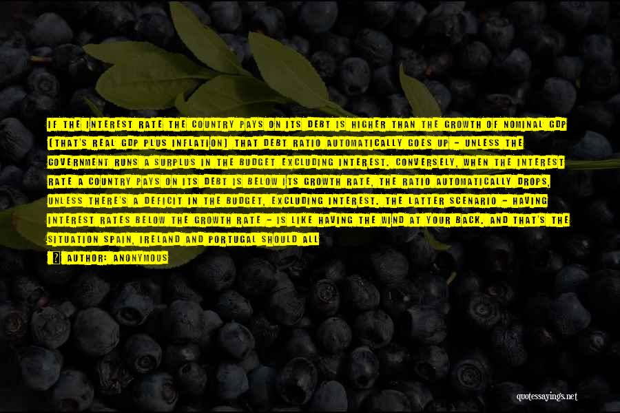 Anonymous Quotes: If The Interest Rate The Country Pays On Its Debt Is Higher Than The Growth Of Nominal Gdp (that's Real