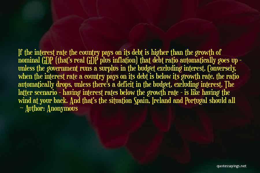 Anonymous Quotes: If The Interest Rate The Country Pays On Its Debt Is Higher Than The Growth Of Nominal Gdp (that's Real