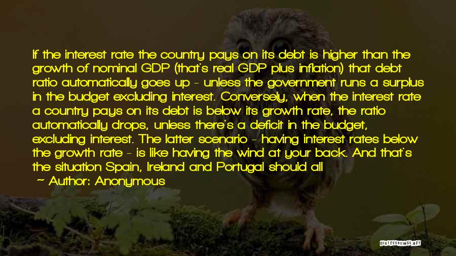 Anonymous Quotes: If The Interest Rate The Country Pays On Its Debt Is Higher Than The Growth Of Nominal Gdp (that's Real