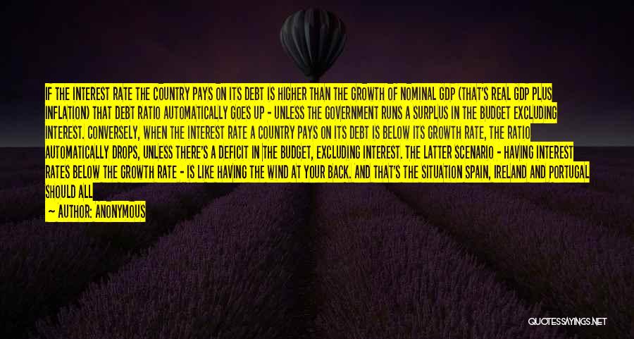 Anonymous Quotes: If The Interest Rate The Country Pays On Its Debt Is Higher Than The Growth Of Nominal Gdp (that's Real