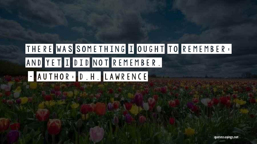 D.H. Lawrence Quotes: There Was Something I Ought To Remember: And Yet I Did Not Remember.