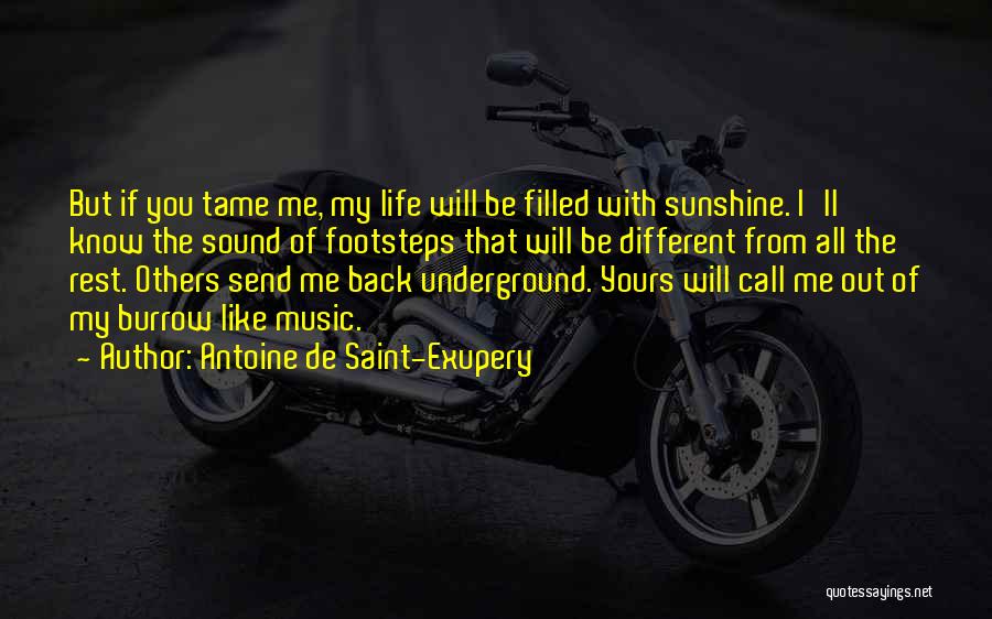 Antoine De Saint-Exupery Quotes: But If You Tame Me, My Life Will Be Filled With Sunshine. I'll Know The Sound Of Footsteps That Will