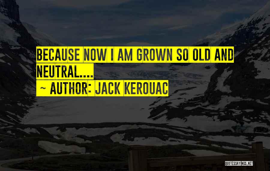 Jack Kerouac Quotes: Because Now I Am Grown So Old And Neutral....
