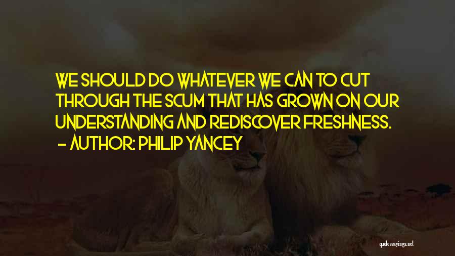 Philip Yancey Quotes: We Should Do Whatever We Can To Cut Through The Scum That Has Grown On Our Understanding And Rediscover Freshness.