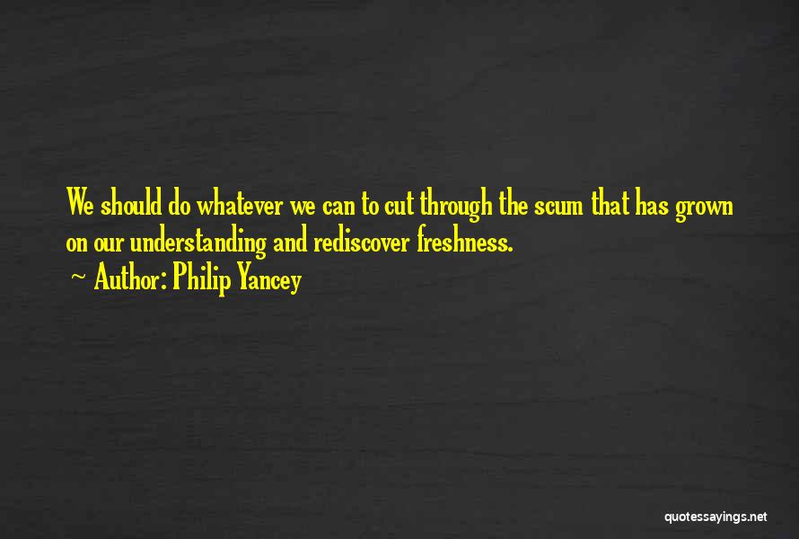 Philip Yancey Quotes: We Should Do Whatever We Can To Cut Through The Scum That Has Grown On Our Understanding And Rediscover Freshness.