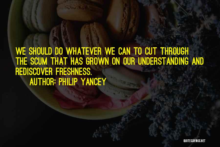 Philip Yancey Quotes: We Should Do Whatever We Can To Cut Through The Scum That Has Grown On Our Understanding And Rediscover Freshness.