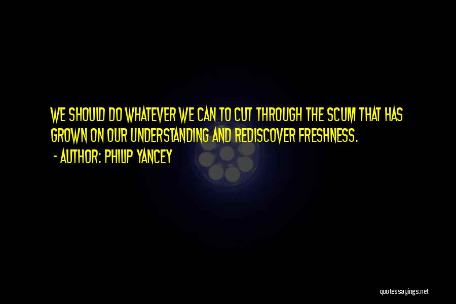 Philip Yancey Quotes: We Should Do Whatever We Can To Cut Through The Scum That Has Grown On Our Understanding And Rediscover Freshness.