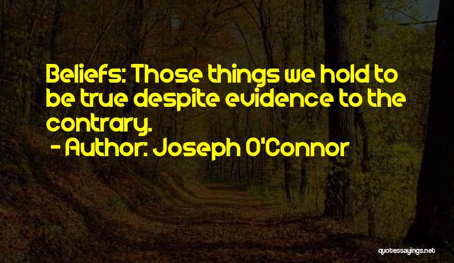 Joseph O'Connor Quotes: Beliefs: Those Things We Hold To Be True Despite Evidence To The Contrary.