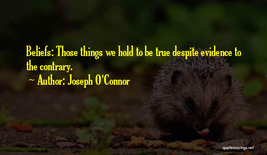 Joseph O'Connor Quotes: Beliefs: Those Things We Hold To Be True Despite Evidence To The Contrary.