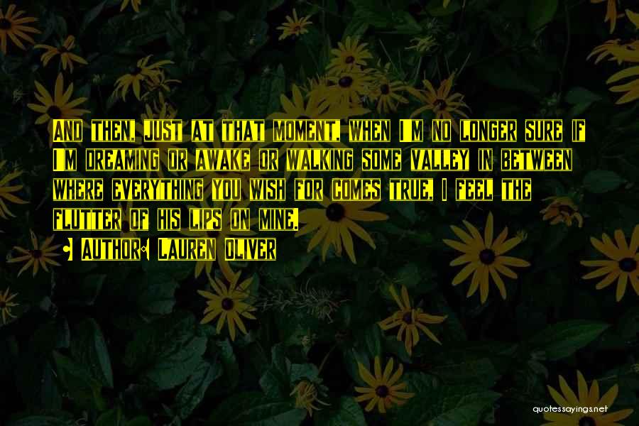 Lauren Oliver Quotes: And Then, Just At That Moment, When I'm No Longer Sure If I'm Dreaming Or Awake Or Walking Some Valley