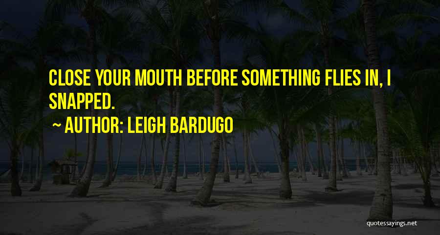 Leigh Bardugo Quotes: Close Your Mouth Before Something Flies In, I Snapped.