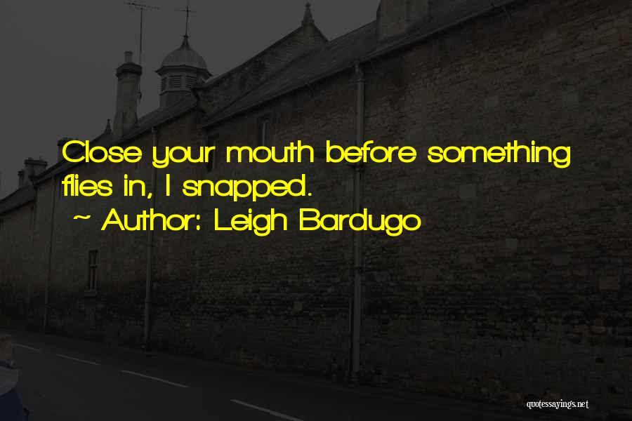 Leigh Bardugo Quotes: Close Your Mouth Before Something Flies In, I Snapped.