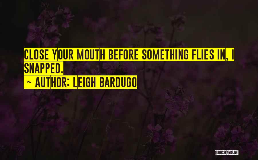 Leigh Bardugo Quotes: Close Your Mouth Before Something Flies In, I Snapped.