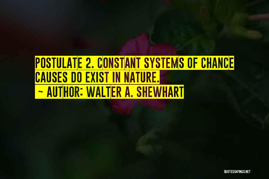 Walter A. Shewhart Quotes: Postulate 2. Constant Systems Of Chance Causes Do Exist In Nature.
