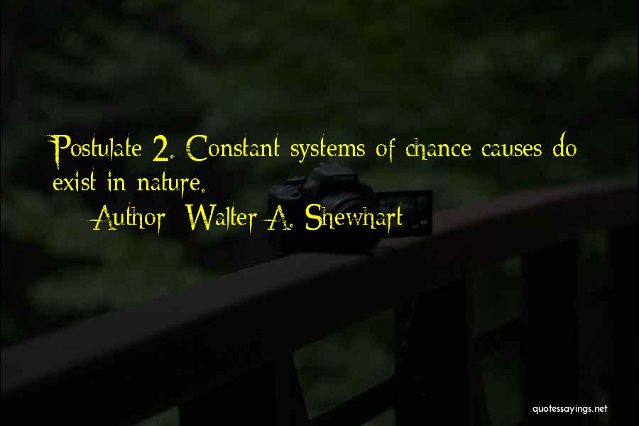 Walter A. Shewhart Quotes: Postulate 2. Constant Systems Of Chance Causes Do Exist In Nature.