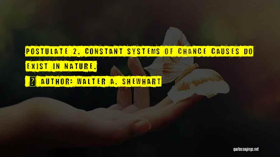 Walter A. Shewhart Quotes: Postulate 2. Constant Systems Of Chance Causes Do Exist In Nature.