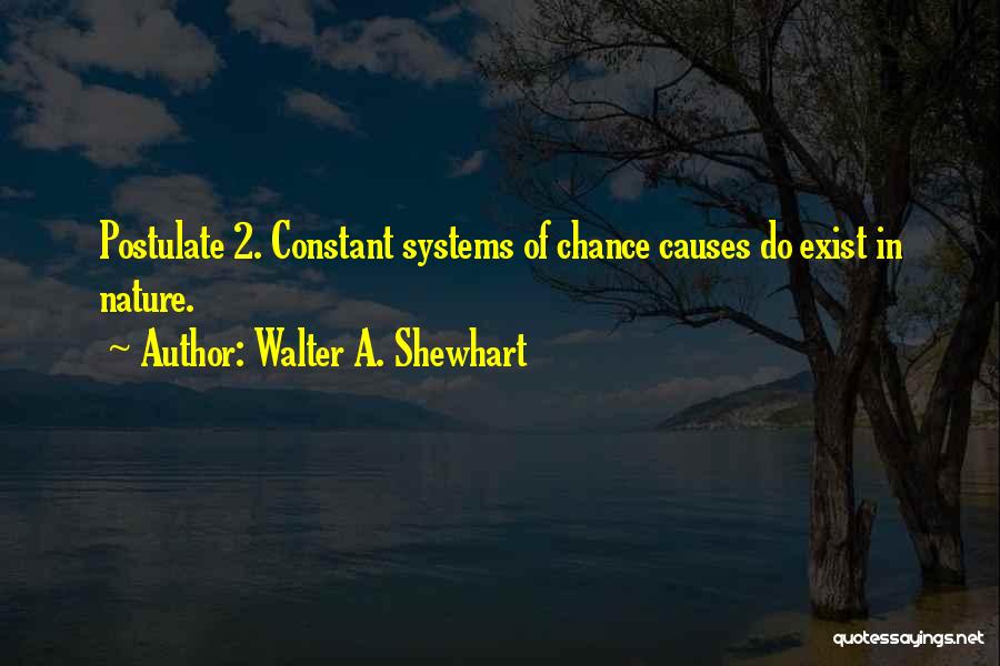 Walter A. Shewhart Quotes: Postulate 2. Constant Systems Of Chance Causes Do Exist In Nature.