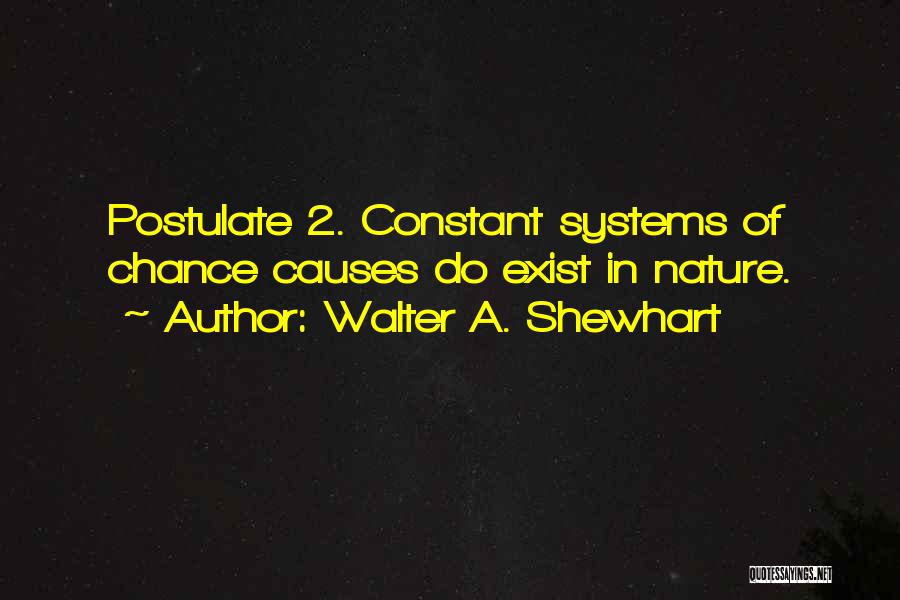 Walter A. Shewhart Quotes: Postulate 2. Constant Systems Of Chance Causes Do Exist In Nature.