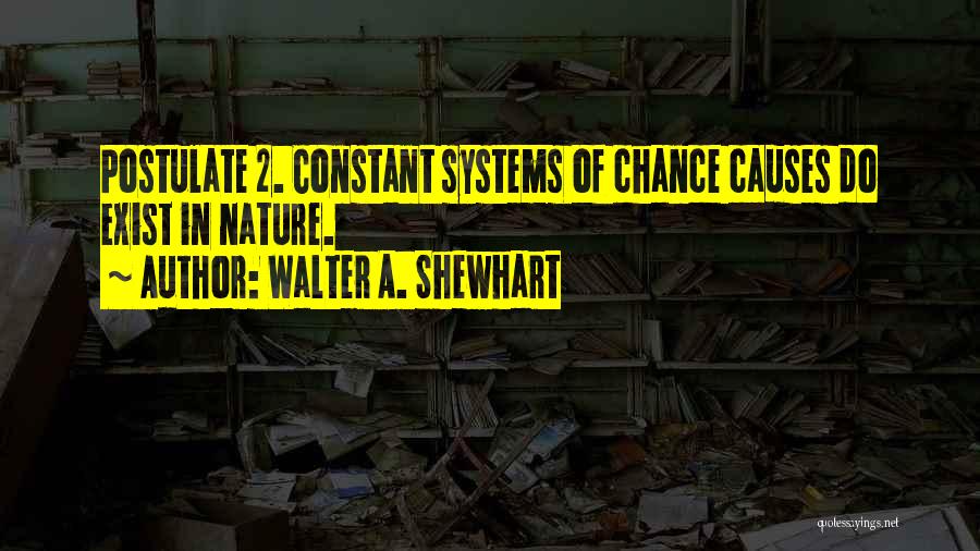 Walter A. Shewhart Quotes: Postulate 2. Constant Systems Of Chance Causes Do Exist In Nature.
