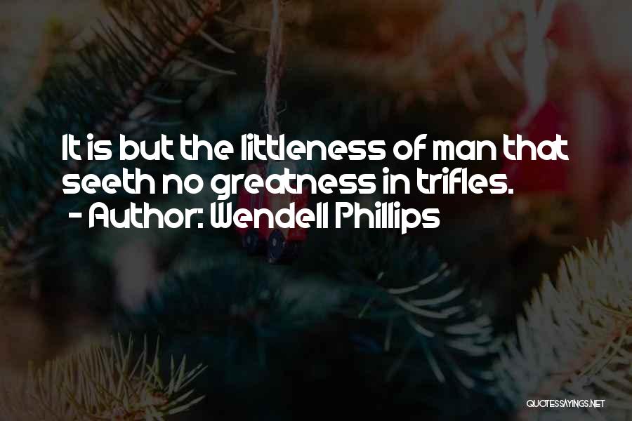 Wendell Phillips Quotes: It Is But The Littleness Of Man That Seeth No Greatness In Trifles.