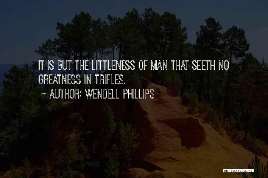 Wendell Phillips Quotes: It Is But The Littleness Of Man That Seeth No Greatness In Trifles.