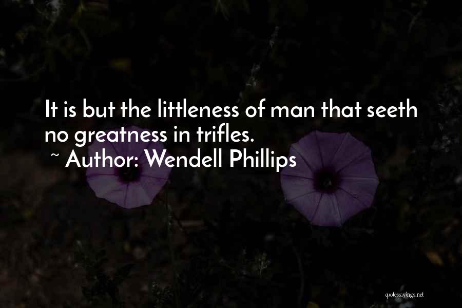 Wendell Phillips Quotes: It Is But The Littleness Of Man That Seeth No Greatness In Trifles.