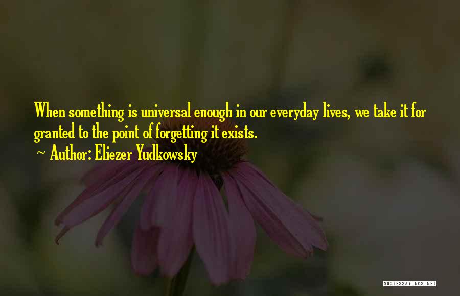 Eliezer Yudkowsky Quotes: When Something Is Universal Enough In Our Everyday Lives, We Take It For Granted To The Point Of Forgetting It