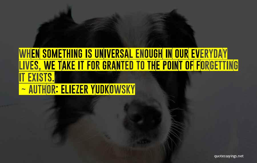 Eliezer Yudkowsky Quotes: When Something Is Universal Enough In Our Everyday Lives, We Take It For Granted To The Point Of Forgetting It