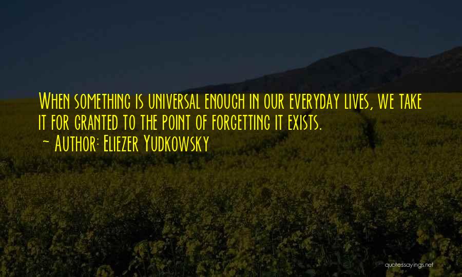 Eliezer Yudkowsky Quotes: When Something Is Universal Enough In Our Everyday Lives, We Take It For Granted To The Point Of Forgetting It