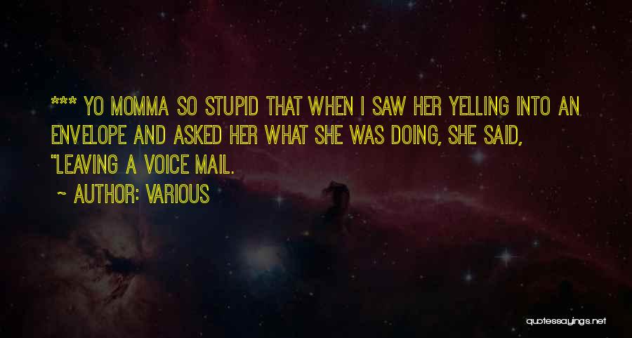 Various Quotes: *** Yo Momma So Stupid That When I Saw Her Yelling Into An Envelope And Asked Her What She Was