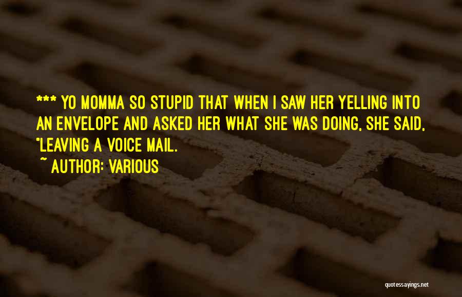 Various Quotes: *** Yo Momma So Stupid That When I Saw Her Yelling Into An Envelope And Asked Her What She Was