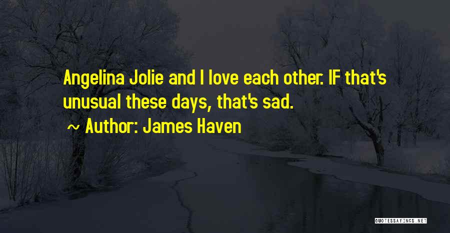 James Haven Quotes: Angelina Jolie And I Love Each Other. If That's Unusual These Days, That's Sad.