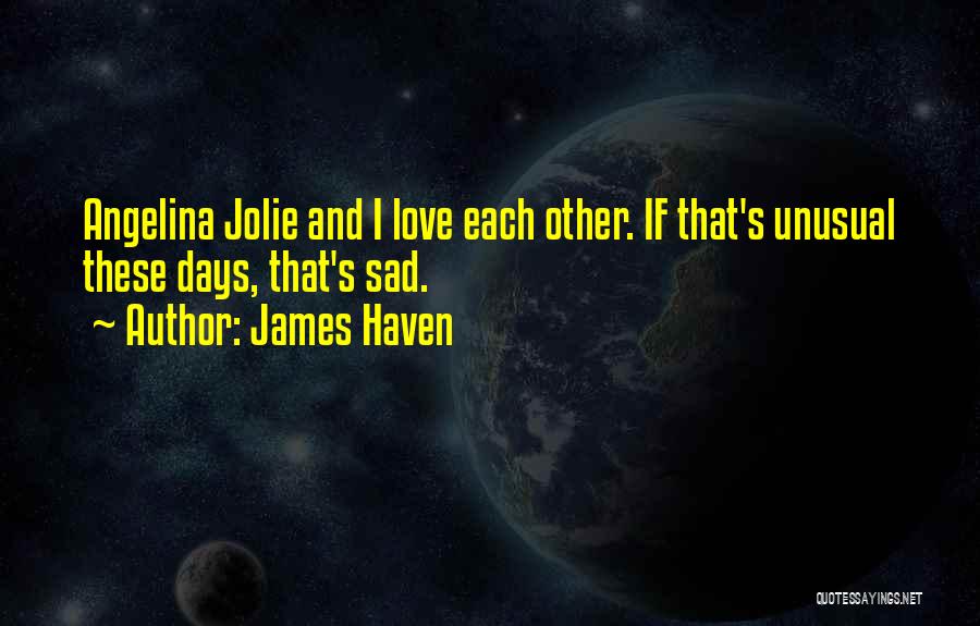 James Haven Quotes: Angelina Jolie And I Love Each Other. If That's Unusual These Days, That's Sad.