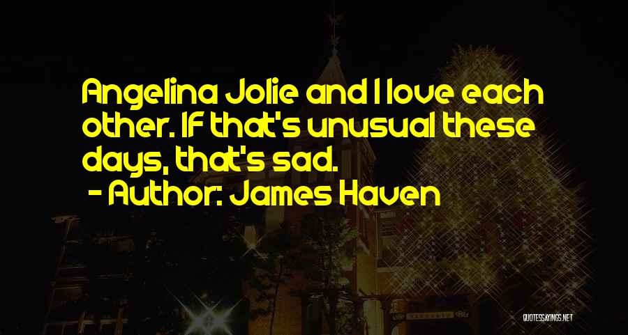 James Haven Quotes: Angelina Jolie And I Love Each Other. If That's Unusual These Days, That's Sad.
