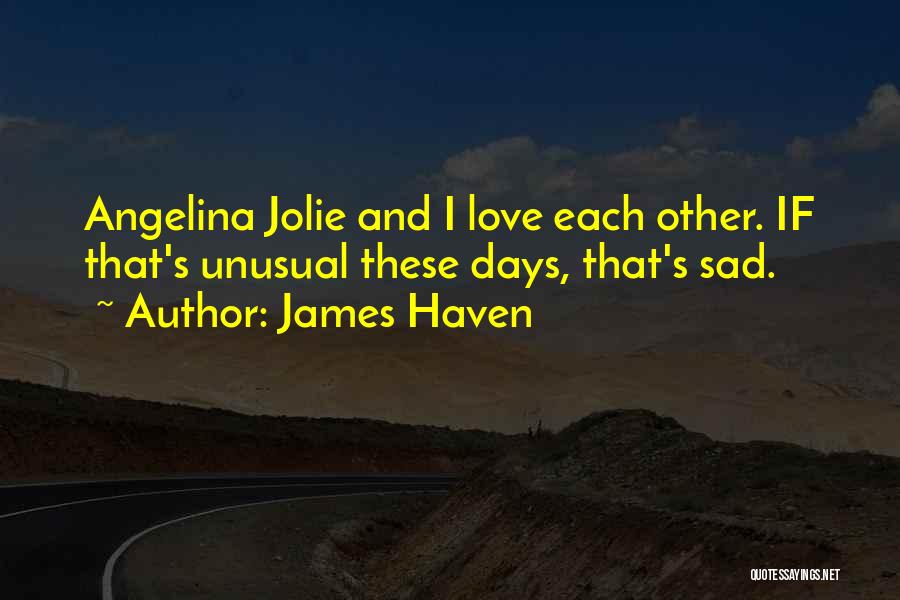James Haven Quotes: Angelina Jolie And I Love Each Other. If That's Unusual These Days, That's Sad.