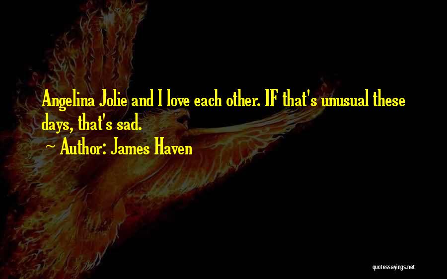 James Haven Quotes: Angelina Jolie And I Love Each Other. If That's Unusual These Days, That's Sad.