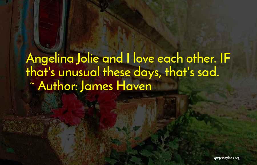 James Haven Quotes: Angelina Jolie And I Love Each Other. If That's Unusual These Days, That's Sad.