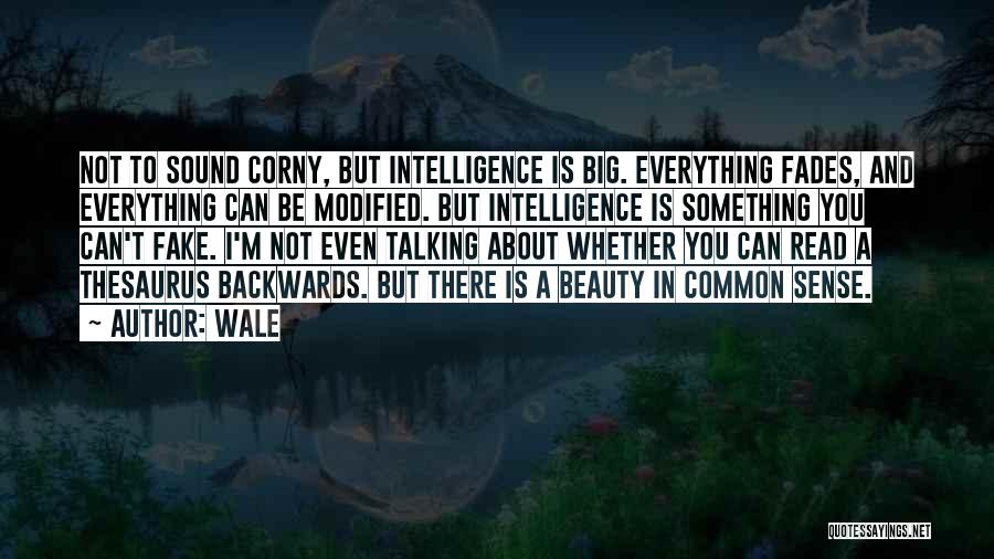 Wale Quotes: Not To Sound Corny, But Intelligence Is Big. Everything Fades, And Everything Can Be Modified. But Intelligence Is Something You