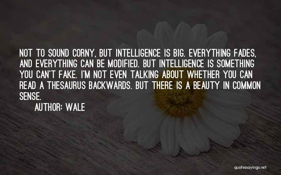 Wale Quotes: Not To Sound Corny, But Intelligence Is Big. Everything Fades, And Everything Can Be Modified. But Intelligence Is Something You