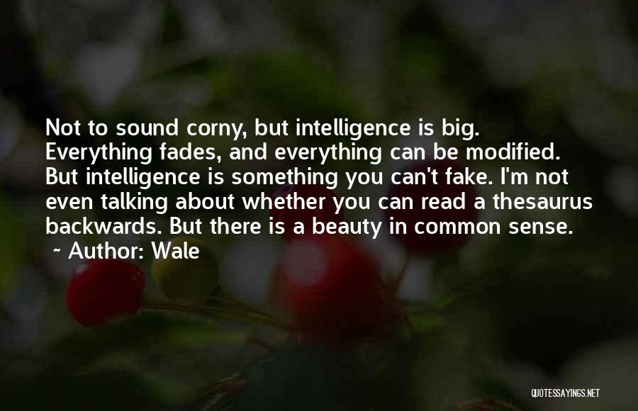 Wale Quotes: Not To Sound Corny, But Intelligence Is Big. Everything Fades, And Everything Can Be Modified. But Intelligence Is Something You