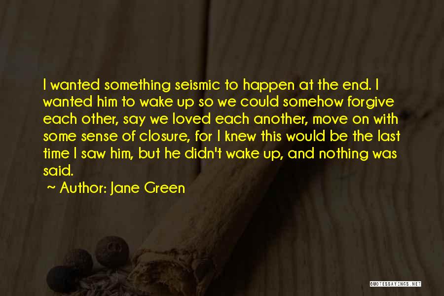 Jane Green Quotes: I Wanted Something Seismic To Happen At The End. I Wanted Him To Wake Up So We Could Somehow Forgive