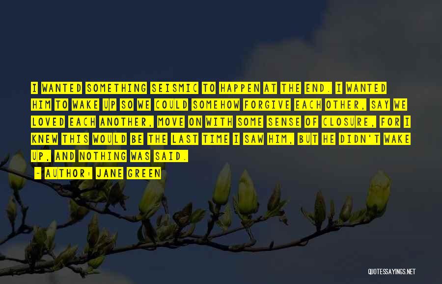 Jane Green Quotes: I Wanted Something Seismic To Happen At The End. I Wanted Him To Wake Up So We Could Somehow Forgive