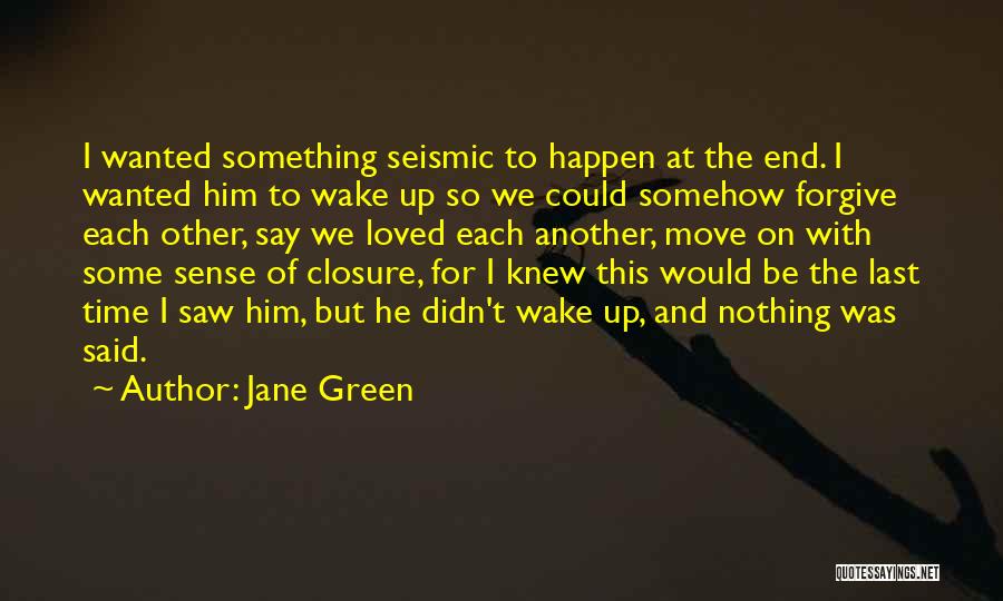 Jane Green Quotes: I Wanted Something Seismic To Happen At The End. I Wanted Him To Wake Up So We Could Somehow Forgive